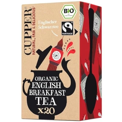 Abbildung von Cupper Bio Schwarztee, Schwarzer Tee, English Breakfast Tea, 20 ungebleichte Teebeutel, fairtrade, umweltfreundlich, fair gehandelt