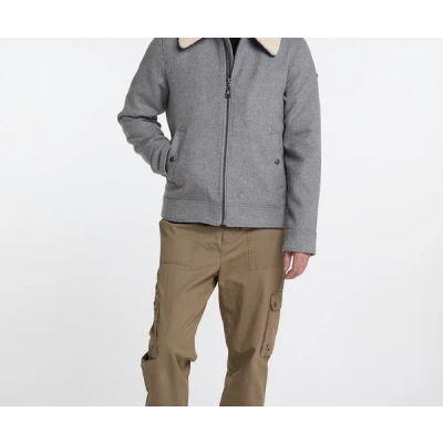 Abbildung von DREIMASTER Vintage Herren Übergangsjacke aus einer Wollmischung L / Grau Melange 75% Polyester 15% Wolle 8% Polyacryl 2% Viskose