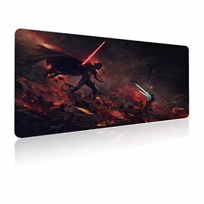 Abbildung von GZESZT XXL Mauspad Ahsoka Tano Vs Vader, extra großes Gaming Mauspad, Laptop Schreibtischmatte, rutschfeste Gummiunterseite, genähte Kanten, glatter Stoff, Computertastatur und Mäuse, Kombi Pads für