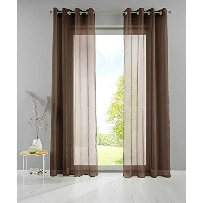 Abbildung von YASMIN 2er Set Ösengardinen HxB 225x140 cm Braun Transparent »Basel« Gardine Bleiband Store Vorhang, 20332TR2