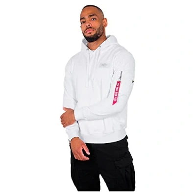 Abbildung von ALPHA INDUSTRIES Herren Back Print Hoody Kapuzensweat Kapuzenpullover, White, S