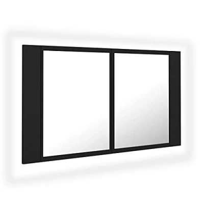 Abbildung von vidaXL Badezimmerspiegelschrank LED Bad Spiegelschrank Schwarz 80x12x45 cm Acryl (1 St)