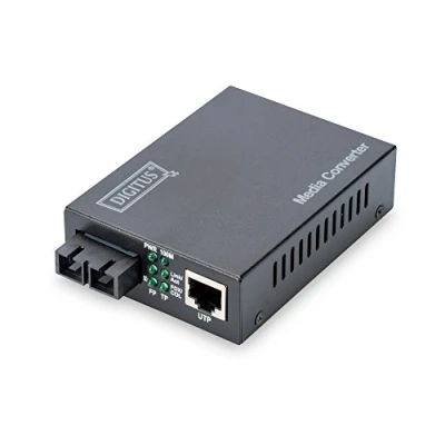 Abbildung von DIGITUS Medienkonverter Singlemode Fast Ethernet RJ45 / SC 1310nm Wellenlänge Bis 20km Schwarz