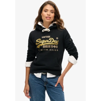 Abbildung von Superdry Embellished Vintage LOGO Graphic Kapuzenpullover, Damen, Größe: 36, Jet black