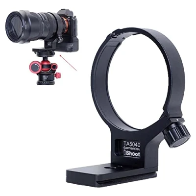 Abbildung von iShoot Metall Objektivkragen Stativhalterung, kompatibel mit Tamron 50400 mm f/4.56.3 Di III VXD A067, Objektivhalterung, unten ist Arca Swiss Fit Schnellwechselplatte Schwalbenschwanznut
