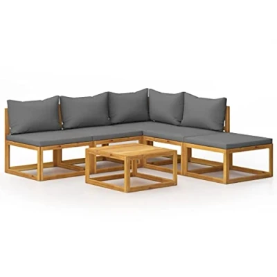 Abbildung von vidaXL Akazienholz Massiv Gartenmöbel 6 TLG. mit Auflagen Lounge Sofa Garten Garnitur Sitzgruppe Gartenset Sitzgarnitur Tisch Gartensofa