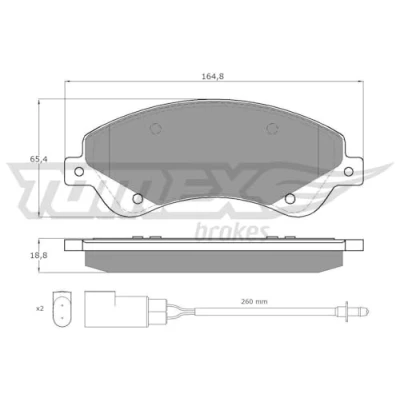 Abbildung von TOMEX brakes TX 14 79 Bremsbelagsatz Vorderachse inkl. Verschleißwarnkontakt mit Zubehör FORD: Transit Mk6 Kastenwagen, Bus