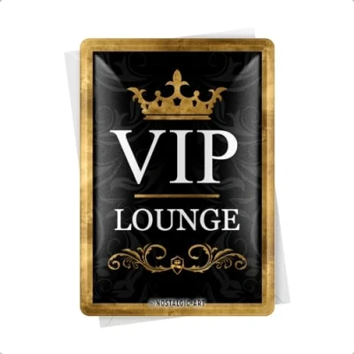 Abbildung von Nostalgic Art Retro Blechpostkarte, 10 x 14 cm, VIP Lounge Geschenk Idee für besondere Menschen, Postkarte aus Metall, Mini Blechschild als Grußkarte
