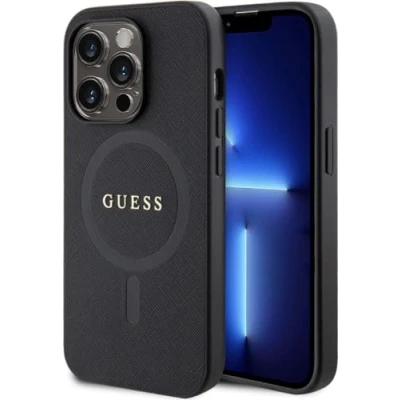 Abbildung von Apple iPhone 15 Pro Max Hülle MagSafe Kunststoff Guess Hard Case/Backcover Handyhülle Schwarz