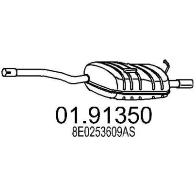 Abbildung von MTS 01.91350 Endschalldämpfer 1170 AUDI: A4 B7 Avant, B6 Limousine