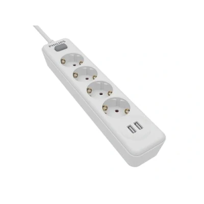 Abbildung von PHILIPS 4 Fach Steckdosenleiste SPN3042WA/19 230V Weiß mit USB