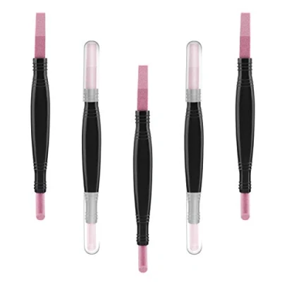 Abbildung von VETPW 5 Stück Bimsstein Nagelfeilen, Doppelkopf Nail Art Polishing Pen Stick, Nagelhautschieber Nagelhautentferner Stick Pediküre Maniküre Werkzeug, Nagelhaut Trimmer für Nagelbett Reinigen