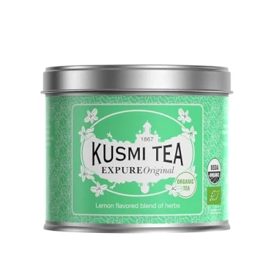 Abbildung von Kusmi Tea Expure Original Bio Mischung aus Grüner Tee, Mate und Zitrone Heiß oder als Eistee genießen Loser Tee 100 g Metalldose Menge für etwa 50 Tassen