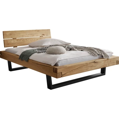 Abbildung von Home affaire Massivholzbett &quot;Ultima&quot;, aus Holz in Balken Optik mit Metallkufe