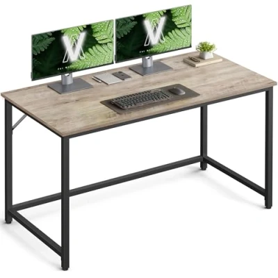 Abbildung von VASAGLE Schreibtisch, Kleiner Computertisch, Bürotisch, für Arbeitszimmer, Schlafzimmer, 60 x 120 76 cm, Industrie Design, Metallgestell, Greige meliert tintenschwarz LWD039B02