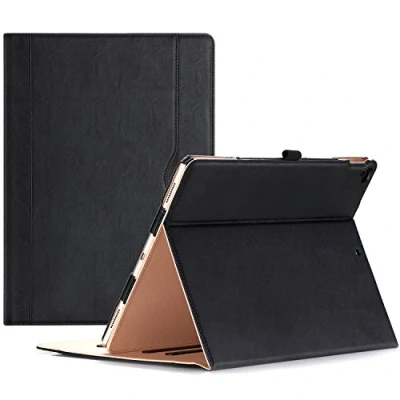 Abbildung von ProCase Leder Stand Folio Hülle für 2017 iPad Pro 12.9 Zoll (A1670 A1671) und 2015 12.9&quot; (A1584 A1652),Mit Mehre Blickwinkeln, Auto Sleep/Wake, Dokumentenkarte Tasche Schwarz