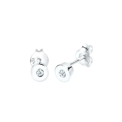 Abbildung von Elli DIAMONDS Ohrringe Damen Basic Klassiker mit Diamant (0.06 ct.) in 925 Sterling Silber