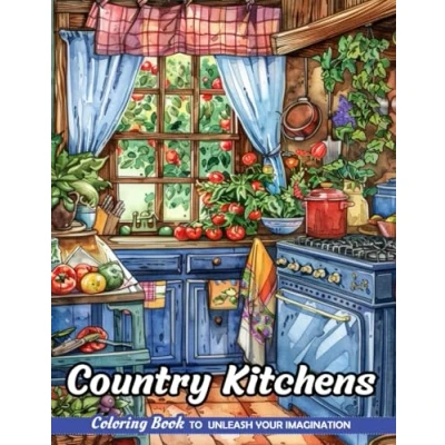 Abbildung von Country Kitchens: Adult Coloring Book with Kitchens for Stress Relief and Relaxation (Christmas Pages)