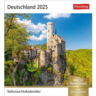 Abbildung von Deutschland Sehnsuchtskalender 2025 Wochenkalender mit 53 Postkarten: Reise Kalender hochwertigen Postkarten der schönsten Plätze ... 16 x 17,5 cm (Sehnsuchtskalender Harenberg)