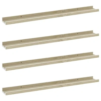 Abbildung von vidaXL 4X Wandregal Bücherregal Wandboard Schweberegal Hängeregal Dekoregal Freischwebend Regal Büroregal Wandablage Weiß Sonoma Eiche 80x9x3cm
