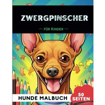 Abbildung von Zwergpinscher Malbuch für Kinder: 50 Kreative, lustige und niedliche Hunde Malvorlagen Jungen Mädchen, das perfekte Geschenk Kinder (Lustige Hunderassen Malbücher Kinder)