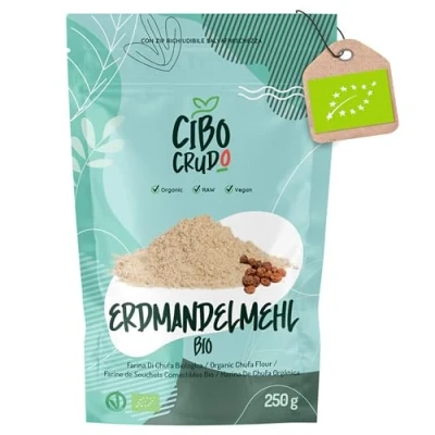 Abbildung von Erdmandelmehl Bio 250g. Mehl aus Biologisch Erdmandeln Ganz Gemahlen. Erdmandel oder Chufas. Tigernüsse Roh. Vegane Küche Zum Backen &amp; Kochen.