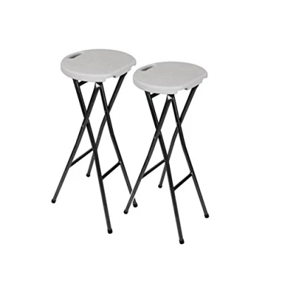 Abbildung von 2er Set Barstuhl Hocker, witterungsbeständig, wasserfester Stahlrahmen Höhe: 80 cm, FPS145