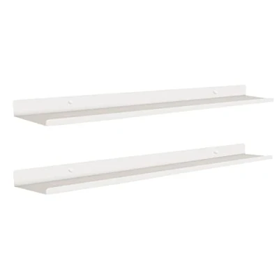 Abbildung von MILUKA Wandregal Weiß Metall 2er Set Regal Wand 110 cm Long Wandboards, für Dekos, Bilderrahmen, Buch, Schlafzimmer, Küche, Büro, Wohnzimmer Schwebendes Wände