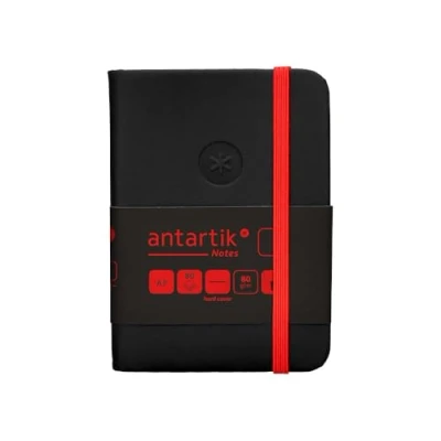 Abbildung von Antartik Notizheft mit Gummiband, fester Einband, A7, glatte Blätter, Schwarz und Rot, 80 Blatt, g, FSC