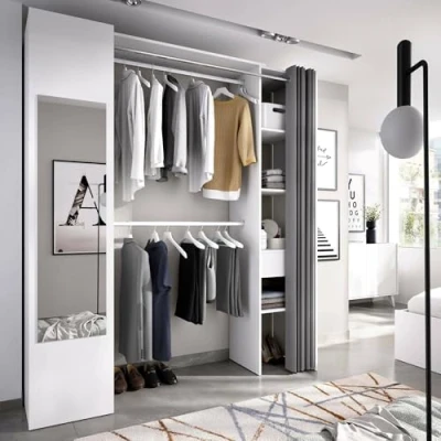 Abbildung von Dmora Rigi, Gestell für begehbaren, offener Kleiderschrank, 177 x 52 205 cm, Weiß und Anthrazit