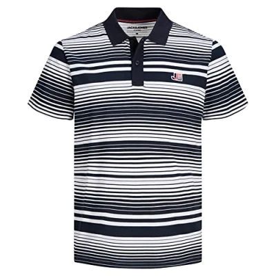 Abbildung von JACK &amp; JONES Men&#039;s JCOLOGAN Stripe Jersey Polo SS Poloshirt, Navy Blazer, M