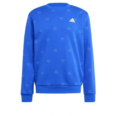 Abbildung von adidas Men&#039;s Seasonal Essentials Monogram Graphic Crew Sweatshirt, semi Lucid Blue/White, XXL