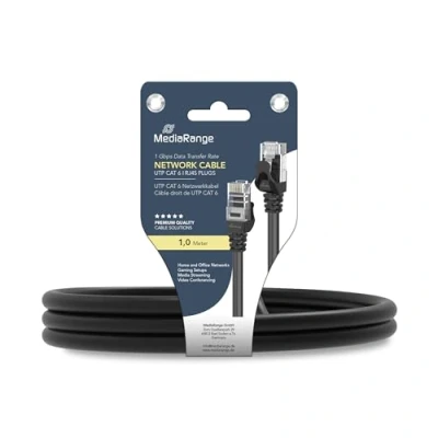 Abbildung von MediaRange Netzwerkkabel, UTP CAT 6, RJ45/RJ45, 1.0m, schwarz