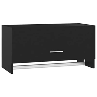 Abbildung von vidaXL Kleiderschrank Kleiderstange Wandgarderobe Schlafzimmer Hängeschrank Wandschrank Garderobenschrank Garderobe Schwarz 70x32,5x35cm Holzwerkstoff