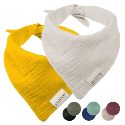 Abbildung von PiuPet® Hundehalstuch I 2er Set Hundehalstücher große Hunde Halstuch Hund Stylisches Bandana &amp; kleine Hundebekleidung Zubehör Gelb/Grau (S) 58x40x40cm