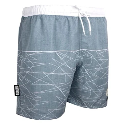 Abbildung von GUGGEN Mountain Badehose Herren Beachshorts Boardshorts Strandhose grau weißes Muster Schnelltrocknende Badeshorts mit Kordelzug