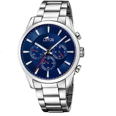 Abbildung von Lotus Herren Chronograph aus Edelstahl in der Farbe Silber Blau 42mm, Wasserdichtigkeit: 5Bar, 18922/1