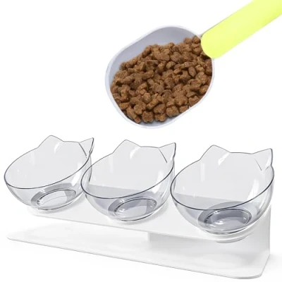 Abbildung von LEAZZLE 3 in1 Katzennapf Set, Erhöht, Futternapf Katze Erhöht 3er Set,Antischlingnapf,Katzen Napf,15 Neigbar Fressnäpfe für Katzen Kleine und Mittelgroße Hunde