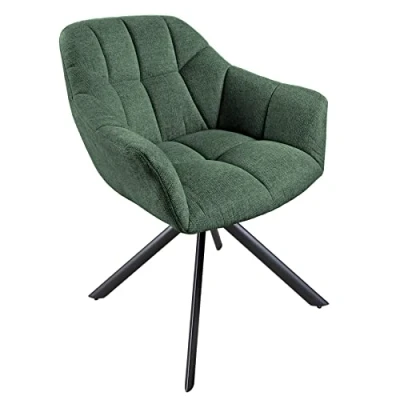 Abbildung von riess ambiente Polsterstuhl PAPILLON dunkelgrün / schwarz (Einzelartikel, 1 St), Esszimmer · Stoff Metall Armlehne 180 drehbar Modern Design