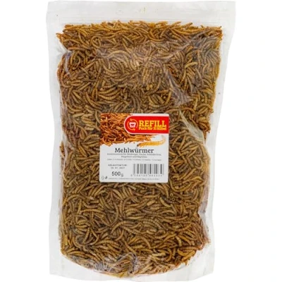 Abbildung von UGF Premium Mehlwürmer getrocknet 500g, Vogelfutter Wildvögel Ganzjährig, Igelfutter, Eichhörnchen Futter, Hamster Futter