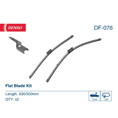 Abbildung von Scheibenwischer Denso DF 076 Flachbalkenwischblatt AUDI: A6 C8 Avant, Q5, Limousine, VOLVO: XC90 II, V90 II Kombi, S90