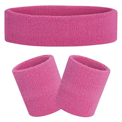 Abbildung von FACATH Gestreiftes Schweißband Set Sport Stirnband Armband Frottee Sportübungs Basketball Stirnbänder