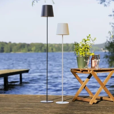 Abbildung von Lightbox Stehlampe, LED fest integriert, Warmweiß, Portable Außen 129cm, 350 lm, Touchdimmer, USB, weiß