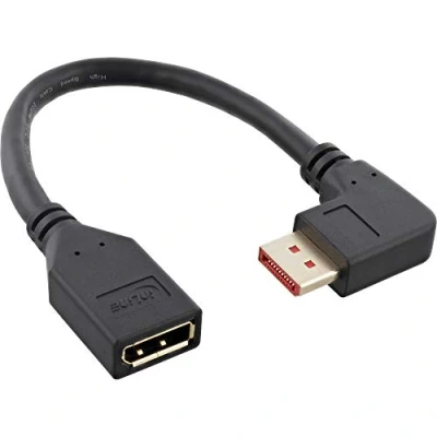 Abbildung von InLine® DisplayPort 1.4 Adapterkabel ST/BU, 8K4K, rechts gewinkelt, schwarz/gold, 0,15m