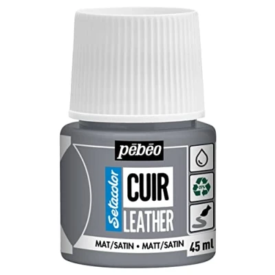Abbildung von Pébéo Setacolor Leder Acrylfarbe für und Kunstleder Personalisierung von Taschen, Schuhen, Sneakern kratz , knick scheuerfest matter/seidenmatter Finish Betongrau 45 ml