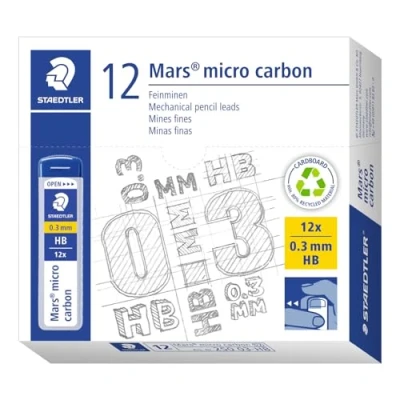 Abbildung von STAEDTLER 250 03 HB Mars Micro Feinminen, Minendurchmesser 0.3 mm, HB, 12 Stück, graphitgrau, 0,3 VE