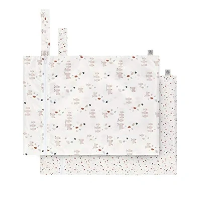 Abbildung von LÄSSIG Nasstasche wiederverwendbar für Kind Baby 2 Stück/Wet Bag Tiny Farmer Dots/Sheep