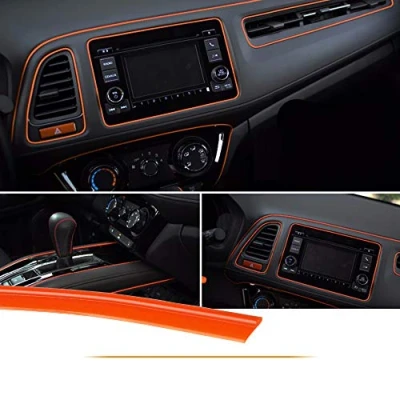 Abbildung von MASO Auto Innenraum Zierleiste, Universal Dekoration, Nadelstreifen Klebeband, 5 m, orange, ABS, 3D Streifen mit Werkzeug