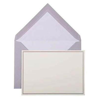 Abbildung von G.Lalo Lalo 32628L Karten Set Vergé de France (25% Hadern mit 10 Papier 300 g, 107 x 152 mm, Farbrand mausgrau, Umschläge, weiß gefüttert, 114 162 1 Pack) mausgrau