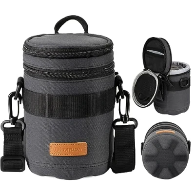 Abbildung von TARION Objektivtasche Objektivbeutel mit Hartschalenboden, Stoßfest, Wasserabweisend Kamera Objektiv Schutztasche für Canon, Nikon, Pentax, Sony, Olympus Objektive(Dunkelblau Größe L)